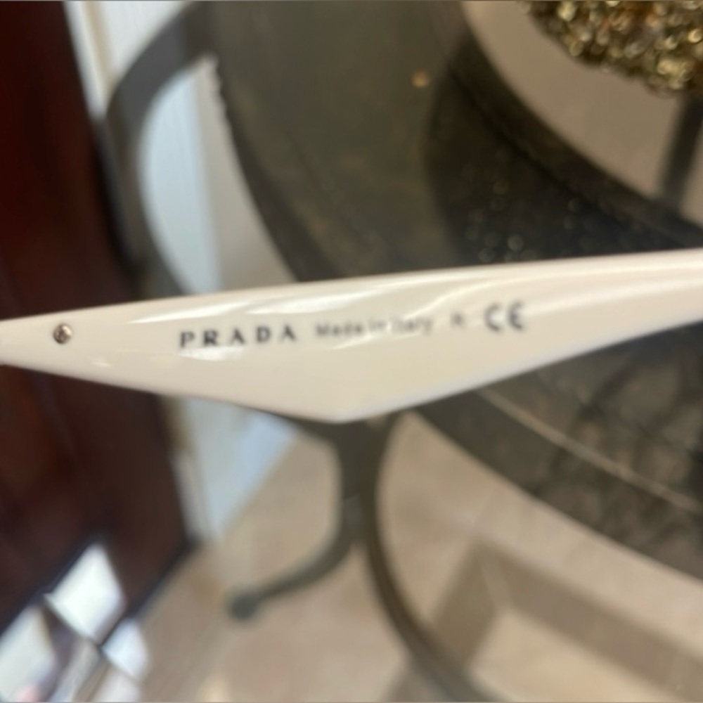 Prada SPR 52QS Aviator Sunglasses White Frame Silver Mirror Lenses - Picture 13 of 14